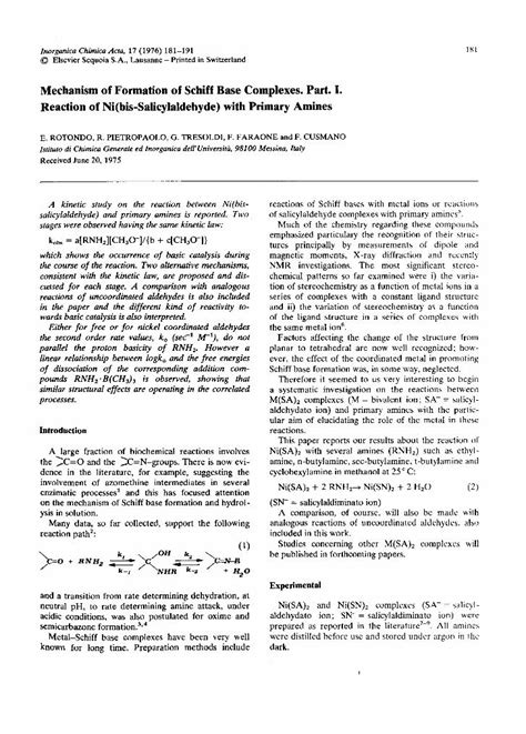 (PDF) Mechanism of formation of Schiff base complexes. Part. I. Reaction of Ni(bis ...