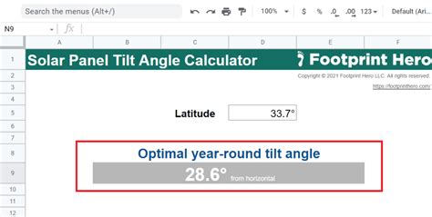 Solar Panel Tilt Angle Calculator - Footprint Hero