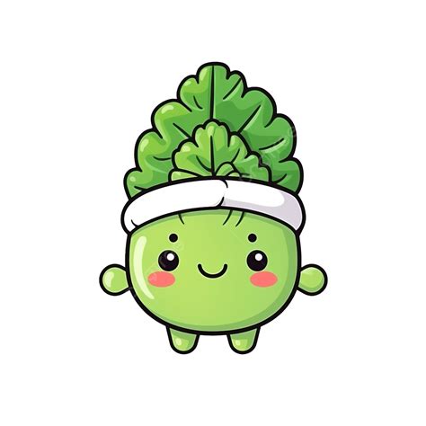 Cute Funny Cabbage Character In Christmas Cap Vector Flat Line Kawaii Cartoon Character, Funny ...