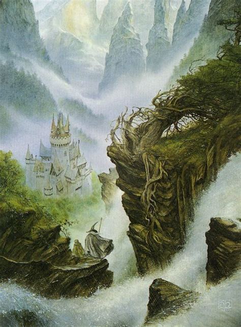 Rivendell; art by John Howe | Middle earth art, Tolkien illustration, Tolkien art