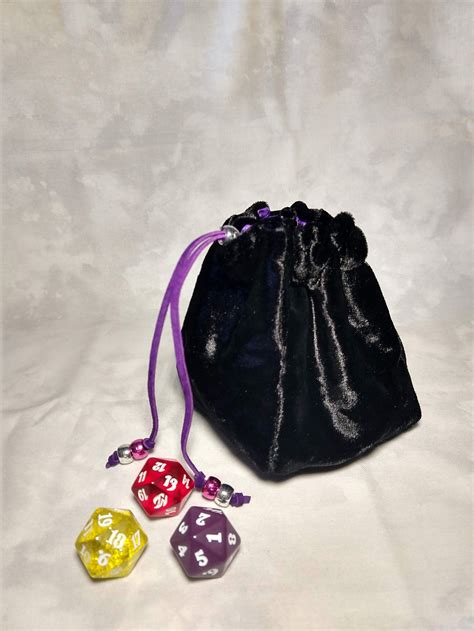 Black Velvet and Purple Dice Bag | Etsy