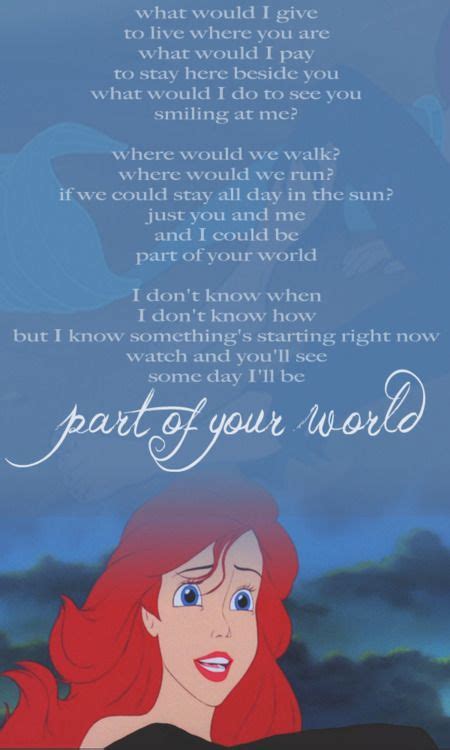 This song will forever remind me of my childhood. | Mermaid song, Mermaid quotes, Disney lyrics