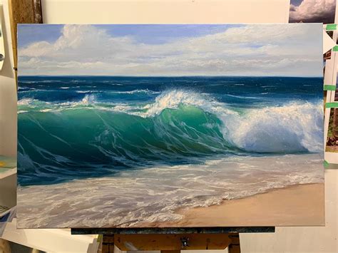 Latest seascape oil painting I did : r/pics