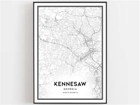 Kennesaw Map Print Kennesaw Map Poster Wall Art Ga City Map - Etsy