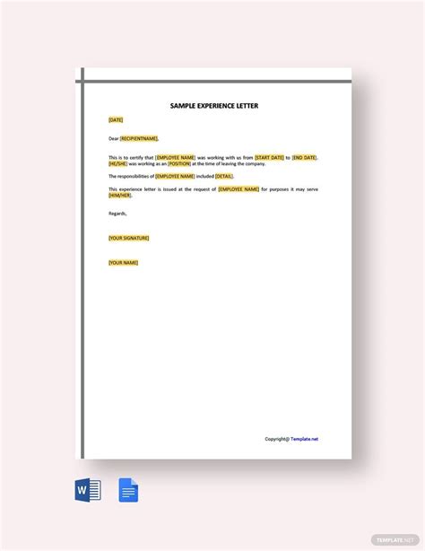 Experience Letter Templates in PDF - FREE Download | Template.net