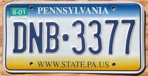 2001 Pennsylvania exc- | Automobile License Plate Store: Collectible ...