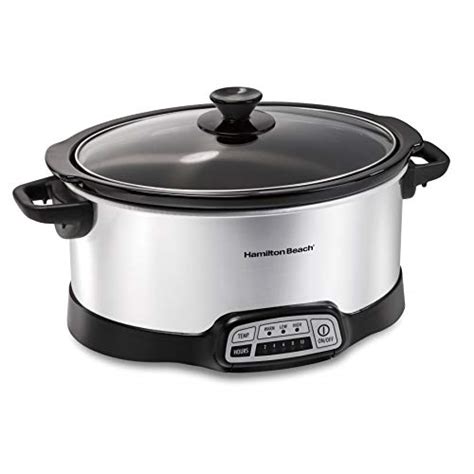 Hamilton Beach Programmable Slow Cooker with Flexible Easy Programming, 5 Cooking Times ...