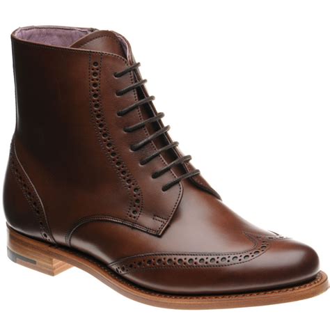 Barker shoes | Barker Sale | Faye ladies brogue boots in Walnut Calf at Herring Shoes