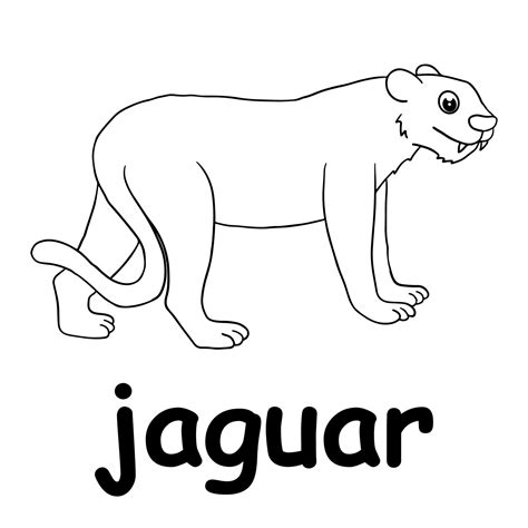 kids line illustration coloring jaguar. animal outline 15630487 Vector ...