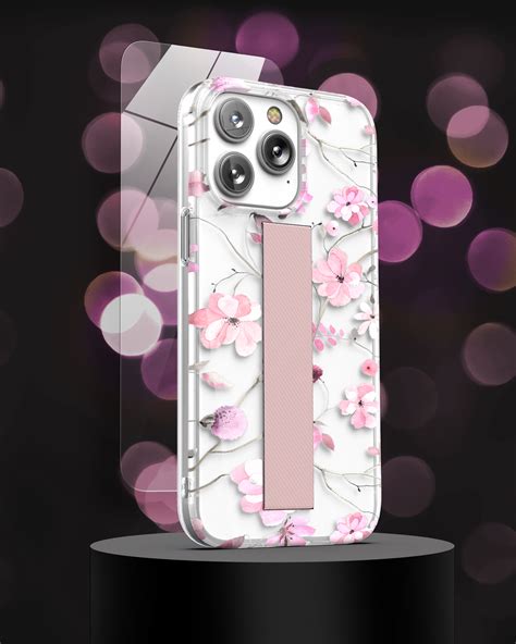 iPhone 14 pro Loop Case in Pink Flowers with Screen Protector - Encased