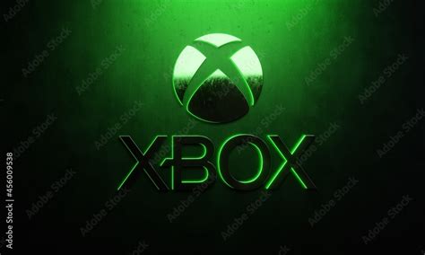 Three-dimensional Xbox logo against dark backdrop with neon green ...