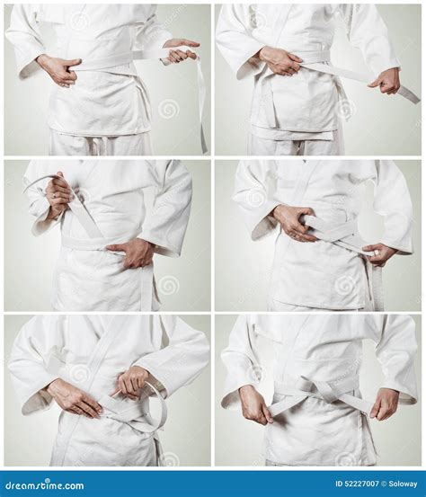 Aikidoka Belt Tying Step by Step Pictures Stock Image - Image of ...