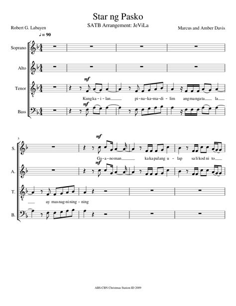 Star ng Pasko (SATB) Sheet music for Soprano, Alto, Tenor, Bass voice ...