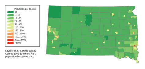 South Dakota Population Map • Mapsof.net