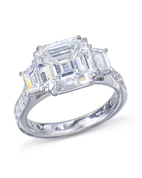 Asscher Cut Three Stone Diamond Engagement Ring - Turgeon Raine