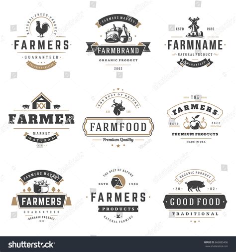 Farmers Market Logos Templates Vector Objects Stock Vector (Royalty Free) 666885406 | Shutterstock