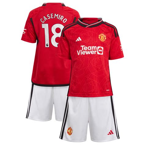 Manchester United adidas Home Minikit 2023-24 with Casemiro 18 printing ...