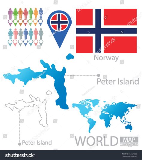 Peter Island Norway Flag World Map Stock Vector (Royalty Free ...