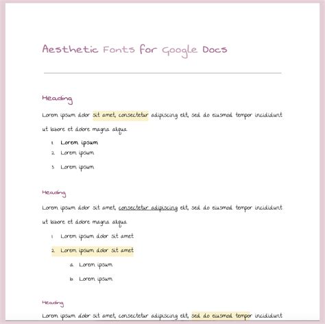 Aesthetic Fonts on Google Docs