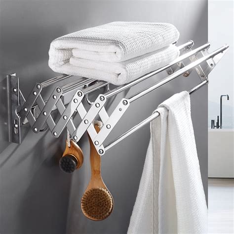 31.50" Telescopic Towel Rack for Bathroom Wall-Mounted Towel Rack with ...