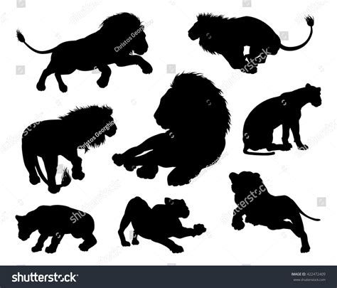 Lion Silhouettes Male Female Lions Silhouette Stock Vector (Royalty Free) 422472409 | Shutterstock