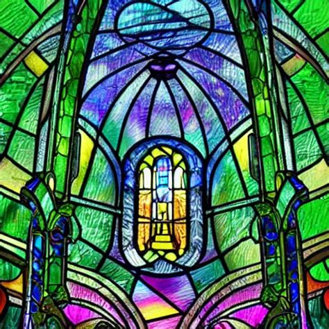 a church with iridescent stained glass in the middle | Stable Diffusion | OpenArt