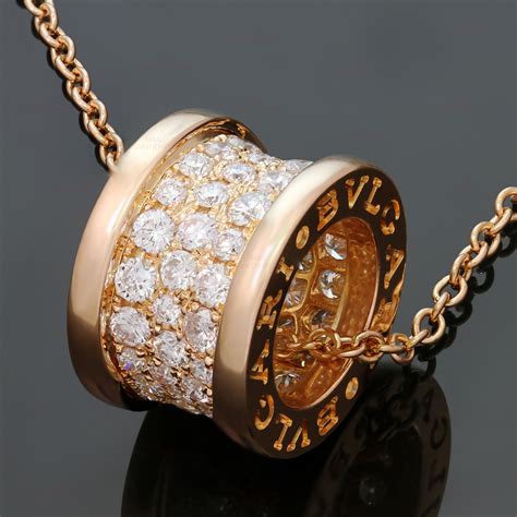 BULGARI B.zero1 Diamond 18k Rose Gold Pendant Necklace-MTSJ1