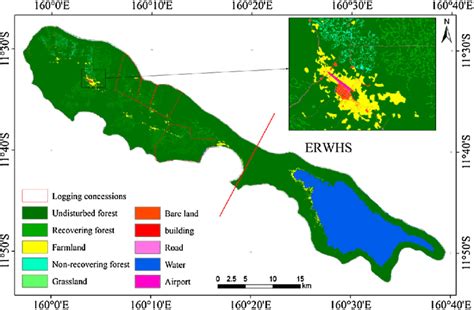 Worldview imagery classification map of the entire Rennell Island. Note ...