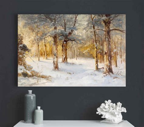 Snowy Landscape Sunset Canvas Print Famous Reproduction Wall Decor ...