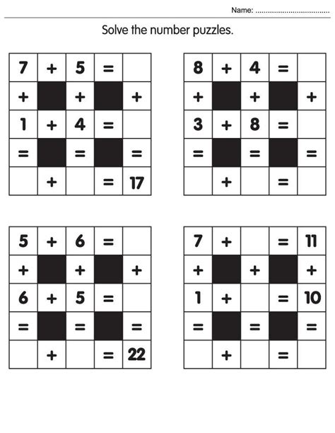 Solve the number puzzles | Maths puzzles, Math for kids, Math addition ...