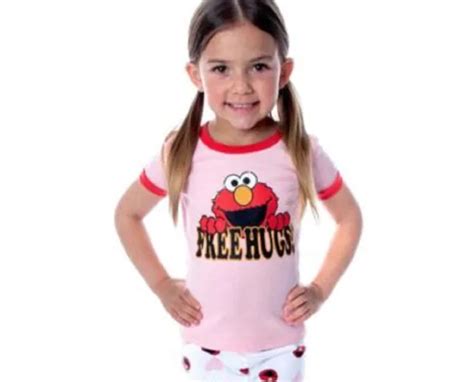 SESAME STREET LITTLE Kid Girls Elmo Free Hugs Pajama Top,Baby Pink ...