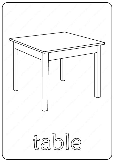 Printable Table Coloring Page – Book PDF in 2020 | Coloring pages, Table, Printables