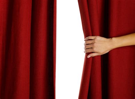 Download Hand Opening Red Curtain PNG Image for Free