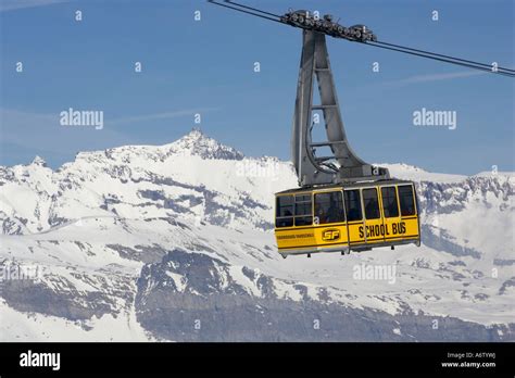 Gondola Schoolbus from Crap Sogn Gion to the Crap Masegn in ski resort ...