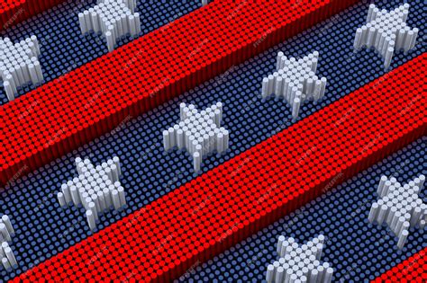 Premium Photo | Pixel art style american flag. 3d rendering