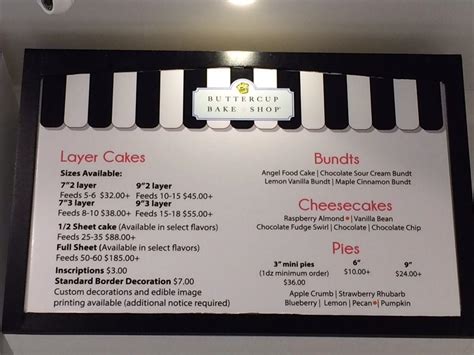 Menu at Buttercup Bake Shop restaurant, West New York, 828 7th Avenue