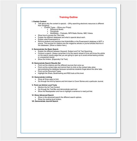 Training Course Outline Template for Word | Writing outline, Syllabus ...