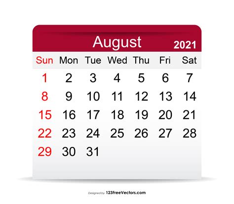 Free August 2021 Calendar