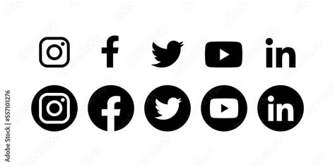 Social media icons facebook, twitter, instagram, youtube, linkedin in ...