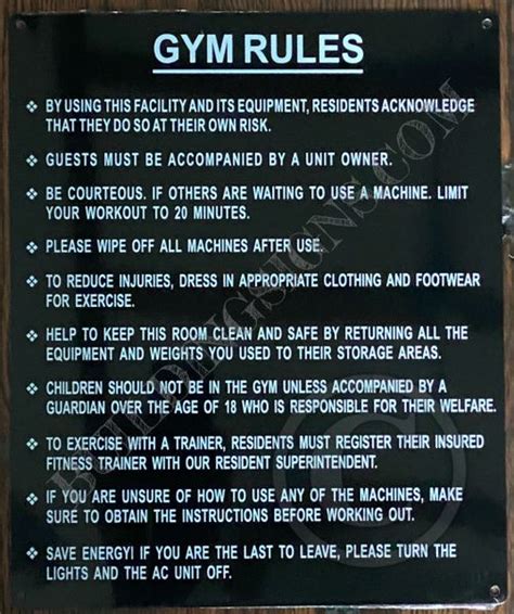 GYM RULES SIGN (ALUMINUM SIGNS 10x12) | HPD SIGNS - THE OFFICIAL STORE