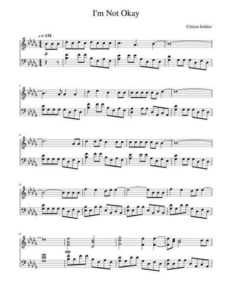 I'm Not Okay - Citizen Soldier Sheet music for Piano (Solo) | Musescore.com