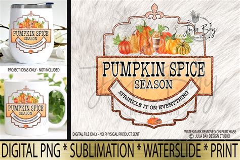 Pumpkin Spice Season Drink Label PNG Sublimation Design