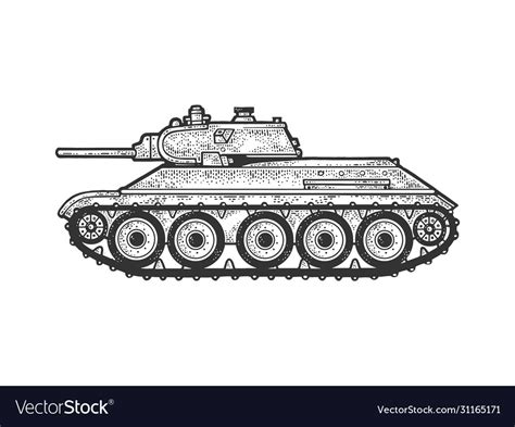 T-34 soviet medium tank sketch Royalty Free Vector Image