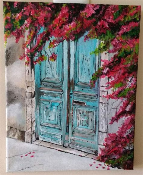 The blue door. Original acrylic painting on stretched canvas 11" X 14" | Painting, Original art, Art