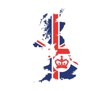 British United Kingdom Flag Map With a Red Crown National Europe Emblem ...