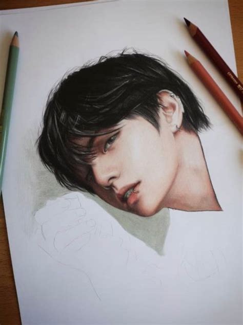 BTS Jungkook Taehyung Colored Pencil Drawing PRINT From Original Fanart | ubicaciondepersonas ...