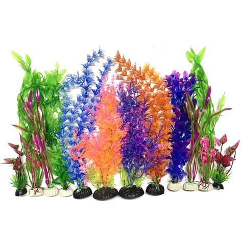 Buy PietyPet 12 Pack Large Aquarium s Artificial Aquatic s Lifelike Decor Fish Tank s, Aquarium ...