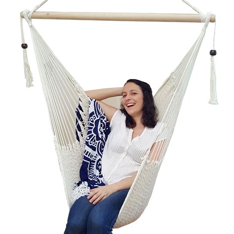 White Cotton Rope Hammock Chair With Tassels - Heavenly Hammocks