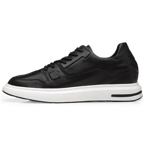 Casual Elevator Shoes For Men Elevator Sneakers Black Leather Sneakers - Locaka