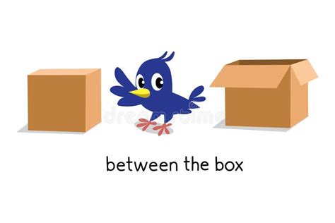 Preposition of Place. BIrd between Two Boxes Stock Vector - Illustration of preposition, bird ...